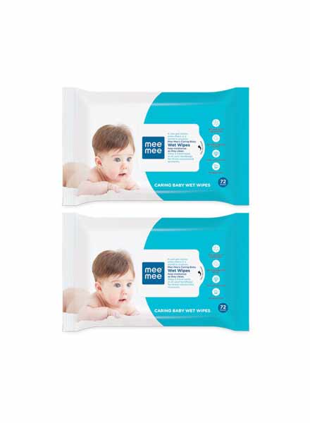 Mee Mee Caring Baby Wet Wipes-2 Packs Of 72 Sheets